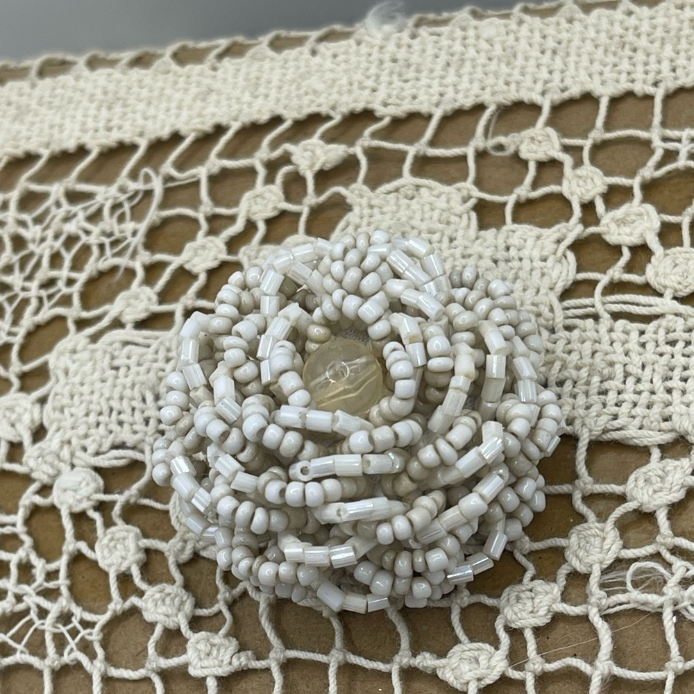 Elegant Beaded Flower Brooch